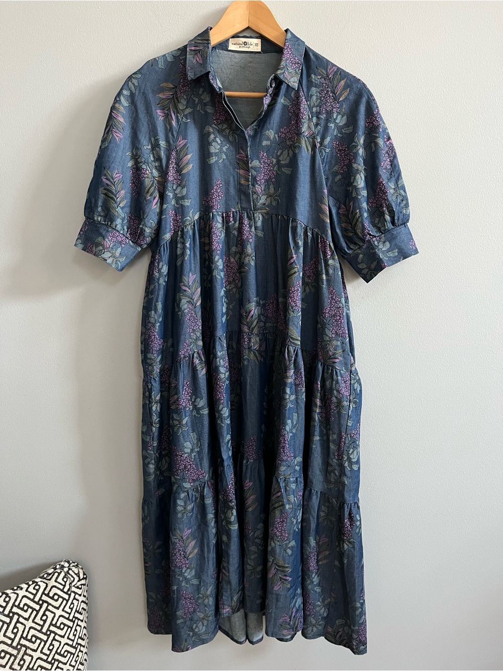 Natural LIfe Rebecca Tiered Floral Midi Dress Size XS Boho Cottagecore Whimsy
